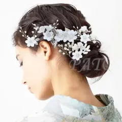 フラワーリーフ コーム4点セット＜シルバー＞☆ ヘッドドレス ヘアアクセサリー