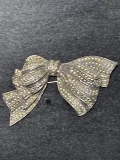 ヴィンテージ925シルバー リボン型ブローチ