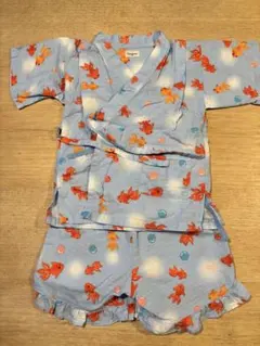 コンビミニ水色金魚甚平 90サイズ