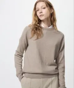UNIQLO カシミヤクルーネックセーター Mサイズ BEIGE