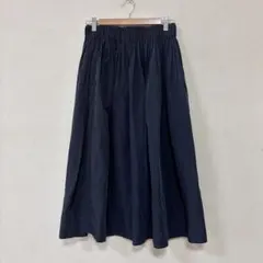 ユニクロ　UNIQLO ボリュームギャザースカート ネイビー M ウエストゴム
