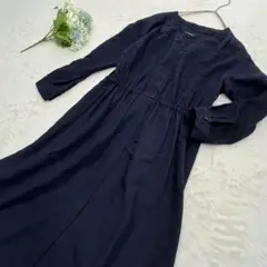 グリーレーベルリラクシング　シャツワンピース　ロングワンピース　フレア　Aライン