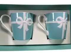 未使用 ティファニー リボン マグカップ ペア 2客 箱付き