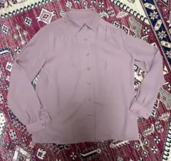 【古着】ペイズリー柄 長袖シャツ　くすみピンク