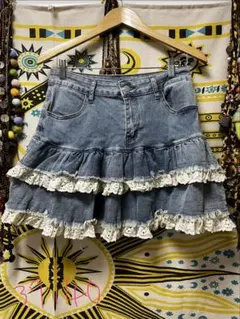 デニム フリル レース ミニスカート 平成 姫ギャル