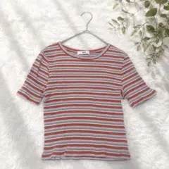 T【ウィゴー】リブニットカットソー Tシャツ F ボーダー 半袖 カジュアルのサムネイル