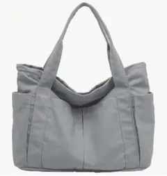 トートバッグ 大きめ 帆布 軽量 6ポケット付き シンプル Lサイズ