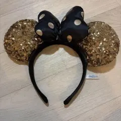 ディズニー ミニーマウス カチューシャ 黒金
