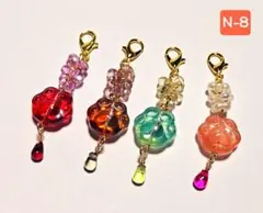 N-8♡ガラス肉球と雫ドロップチャーム