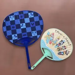 【新品】ディズニー　うちわセット　大小2枚　ミッキーミニー　ドナルド　非売品