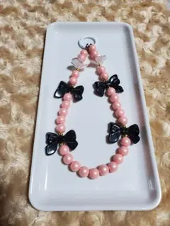 ピンク リボンモチーフストラップ