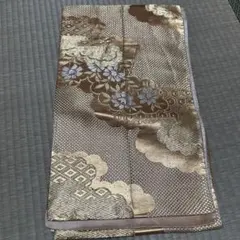 金色と茶色の花柄 袋帯
