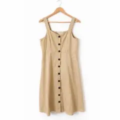 レトロガール 前ボタン フレアワンピース