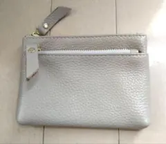 グレー レザー コインケース　カードケース　コンパクト財布