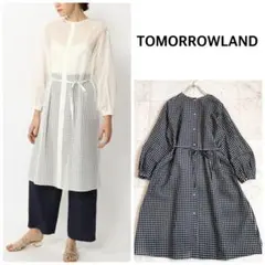 美品✨ TOMORROWLAND コットンシルクギンガムチェックシャツワンピース