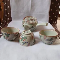 花柄急須と茶碗セット
