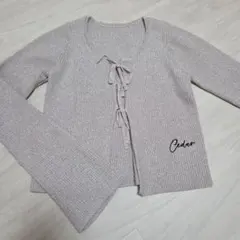 mline ラメ入りリブ編みカーディガン