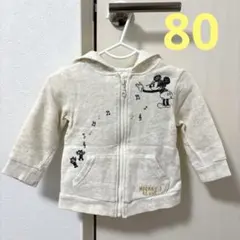 ディズニー　ミッキー　パーカー　アイボリー　ベージュ　ベビー　80