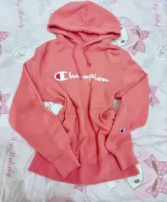 Champion パーカー ピンク ロゴプリント