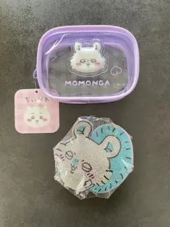 【未使用】 ぷっくりクリアミニポーチ＆ラインストーンキーホルダー モモンガセット