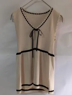 TRANS WORK ノースリーブ ベージュ トップス リボン付き 38