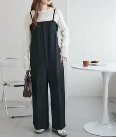 NOBLE スラブオックス ロング サロペット スカート キャミワンピ S 黒