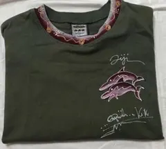 FIJI フィージー土産　Tシャツ ドルフィン柄 カーキ L