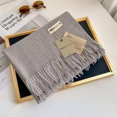 グレーマフラー カシミヤタッチ なめらか素材