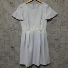 【LAISSE PASSE】レッセパッセ ひざ丈半袖ワンピース サックスM