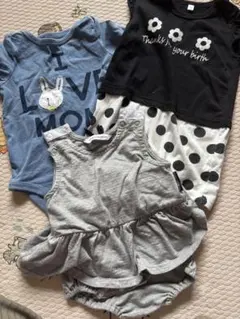 ベビー服 3点セット（ウサギ・花柄・フリル）70〜80