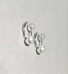 パール2way ニッケルフリーシルバー15㎜ドロップフープイヤリング