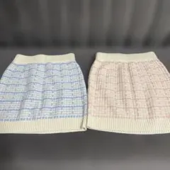 120 ニットスカート ピンク、水色2枚セット