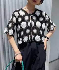 PAGEBOY クロシェライクショートカーディガン ブラックのサムネイル