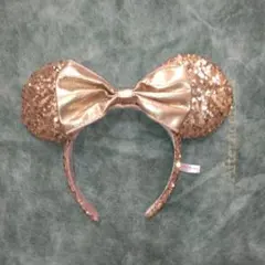 ピンクゴールド ミニーマウスカチューシャリボン ディズニー