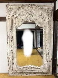 未使用展示品】アンティーク調 ウォールミラー 姿見 花柄フレーム