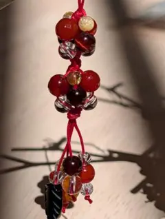 天然石 ストラップ赤系 1つ ハンドメイド