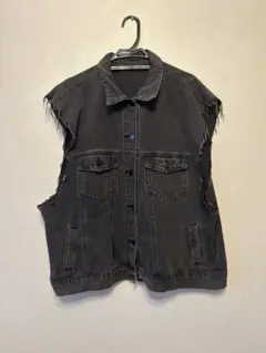 ダークグレー デニムベスト