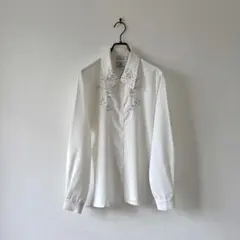 ビンテージ 刺繍ブラウス SEARS 白 フォーマル セレモニー 卒業式 入学式