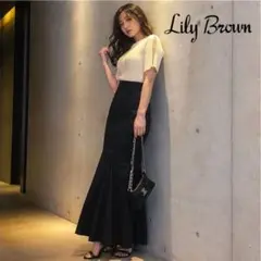 Lily Brown マーメイドロングスカート ブラックのサムネイル