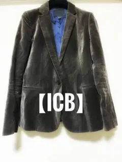 【iCB】グレー ベルベット テーラードジャケット