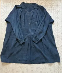 1920-30s フランス インディゴリネン　マキニョンコート　ウッドボタン 1920-30s, Special】