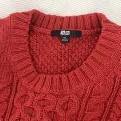 ★美品★ UNIQLO 3XL 大きいサイズ ケーブルニット セーター レッドのサムネイル