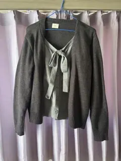 グレー ニット カーディガン 韓国