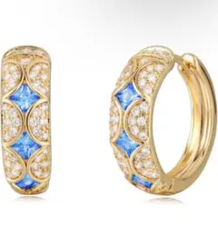 ピアス レディースフープピアススワロフスキー上質赤青白ジルコニア属アレルギー対応