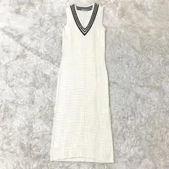 STRASBURGO ロングワンピース ケーブルニット チルデン シルク 38