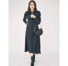 MERCURYDUO ボリュームスリーブフロントギャザーワンピース