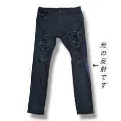 mnml X165 PAISLEY クラッシュ リペア スキニーデニム 黒 38