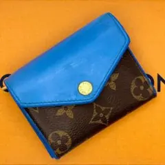 ベ*ー様 鮮やかブルー✨　ルイヴィトン　ポルトフォイユ ゾエ 三つ折り財布 モノ