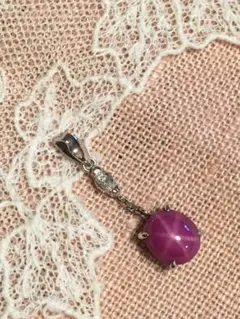 プラチナ ダイヤモンド 合成スタールビー✨ペンダントヘッド