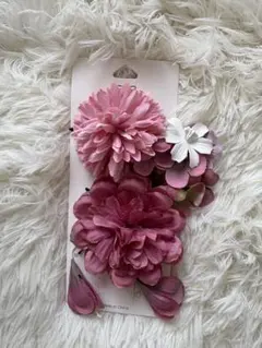 ピンク系 合成花 髪飾り 3点セット